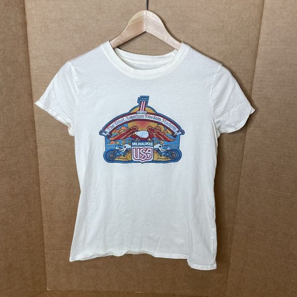 Harley Davidson T-Shirt, Youth Girls Medium, Milwaukee WI, White - Picture 1 of 7